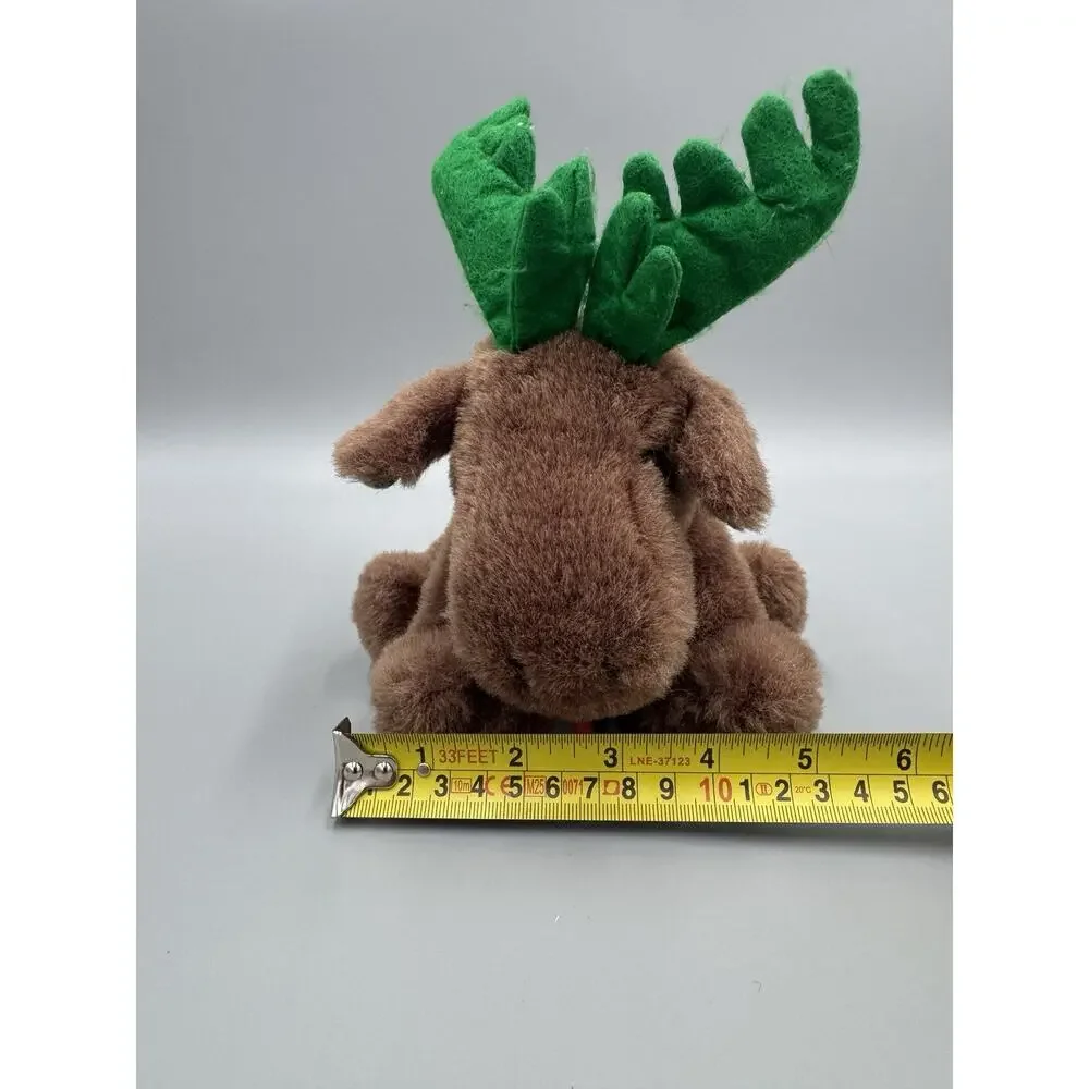 US Tops Merchandising Corp Brown Moose Reindeer Plush W/ Green Antlers 6”